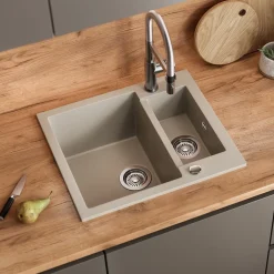 Spülbecken Prag Beige 58 x 50 cm mit 2 Spülen Bergström