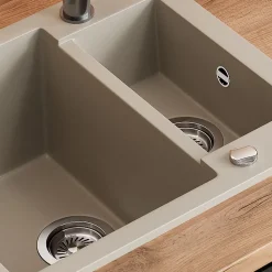 Spülbecken Prag Beige 58 x 50 cm mit 2 Spülen Bergström