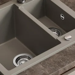Spülbecken Prag Beton 58 x 50 cm mit 2 Spülen Bergström