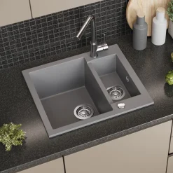Spülbecken Prag Grau 58 x 50 cm mit 2 Spülen Bergström