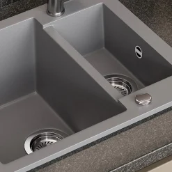 Spülbecken Prag Grau 58 x 50 cm mit 2 Spülen Bergström