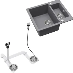 Spülbecken Prag Grau 58 x 50 cm mit 2 Spülen Bergström