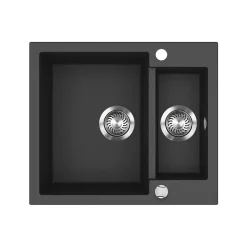 Spülbecken Prag Schwarz 58 x 50 cm mit 2 Spülen Bergström