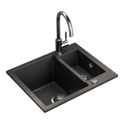 Spülbecken Prag Schwarz 58 x 50 cm mit 2 Spülen Bergström