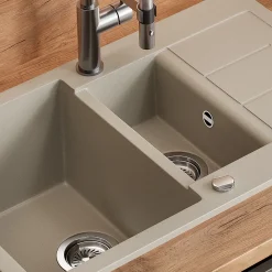 Spülbecken Seattle Beige 80 x 50 cm mit 2 Spülbecken & Trockenplatz Bergström