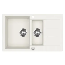 Spülbecken Seattle Weiß 80 x 50 cm mit 2 Spülbecken & Trockenplatz Bergström