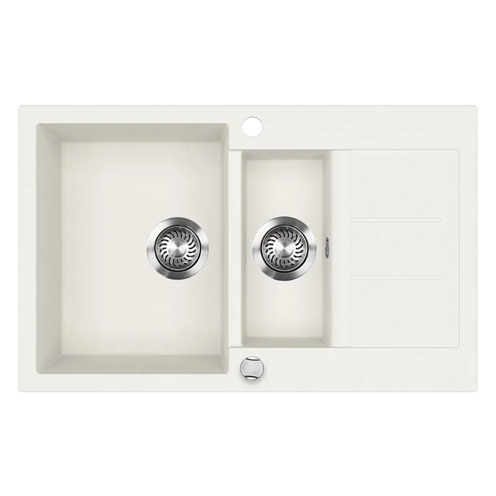 Spülbecken Seattle Weiß 80 x 50 cm mit 2 Spülbecken & Trockenplatz Bergström