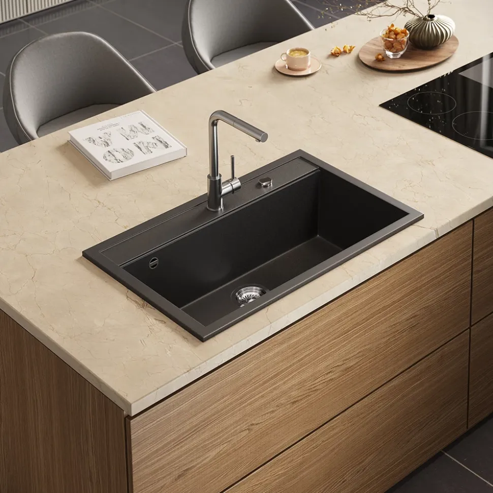 Spülbecken Sydney Schwarz 80 x 51 cm Bergström