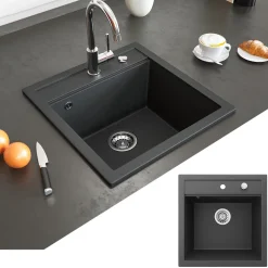 Spülbecken Tesa Schwarz 49 x 51 cm Bergström