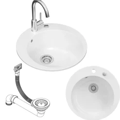 Spülbecken Valencia Weiß 50.5 x 50.5 cm Rund Bergström