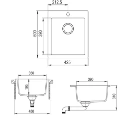 Spülbecken Venice Beige 42.5 x 50 cm Bergström