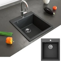 Spülbecken Venice Schwarz 42.5 x 50 cm Bergström