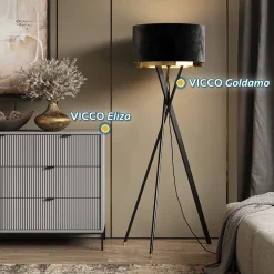 Stehlampe Goldamo Schwarz Vicco