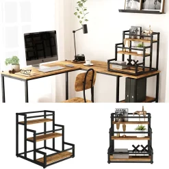 Stufenregal Fyrk Eiche rustikal 33 x 34 cm mit 3 Ebenen Vicco