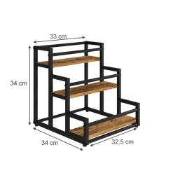 Stufenregal Fyrk Eiche rustikal 33 x 34 cm mit 3 Ebenen Vicco