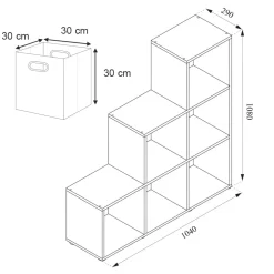 Treppenregal Antikholz 107.2 x 107.8 cm mit 4 Faltboxen Vicco
