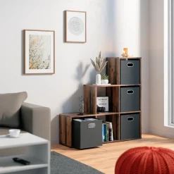 Treppenregal Antikholz 107.2 x 107.8 cm mit 4 Faltboxen Vicco