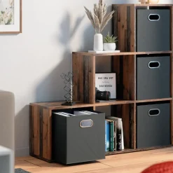 Treppenregal Antikholz 107.2 x 107.8 cm mit 4 Faltboxen Vicco