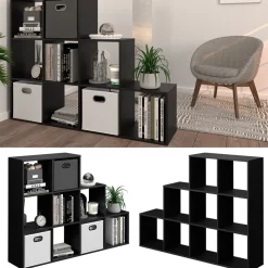 Treppenregal Schwarz 142.4 x 107.8 cm Vicco