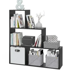 Treppenregal Schwarz 116.8 x 123.2 cm Vicco