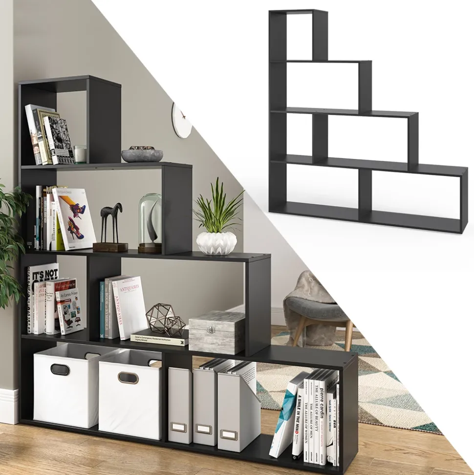 Treppenregal Schwarz 163 x 155 cm Vicco