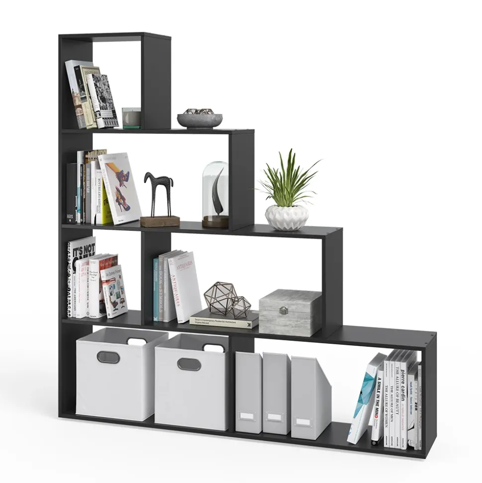 Treppenregal Schwarz 163 x 155 cm Vicco