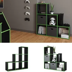 Treppenregal Schwarz/Grün 107.2 x 107.8 cm Vicco