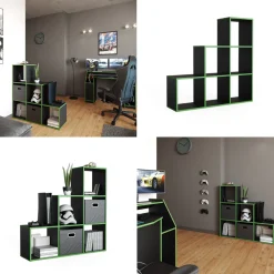 Treppenregal Schwarz/Grün 107.2 x 107.8 cm Vicco