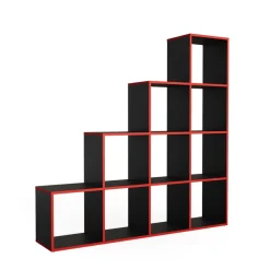 Treppenregal Schwarz/Rot 142.5 x 140 cm Vicco