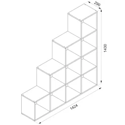 Treppenregal Schwarz/Rot 142.5 x 140 cm Vicco