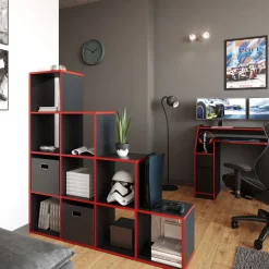 Treppenregal Schwarz/Rot 142.5 x 140 cm Vicco