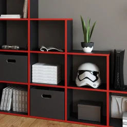 Treppenregal Schwarz/Rot 142.5 x 140 cm Vicco