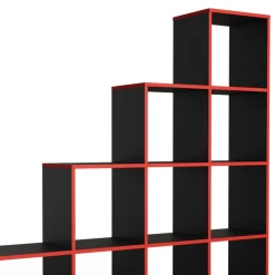 Treppenregal Schwarz/Rot 142.5 x 140 cm Vicco