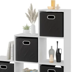 Treppenregal Weiß 107.2 x 107.8 cm mit Faltboxen opt.3 Vicco