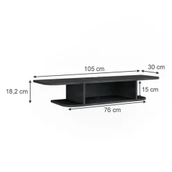 Tv-Schrank Lorio Schwarz Beton 105 x 18.2 cm offene Fächer Vicco