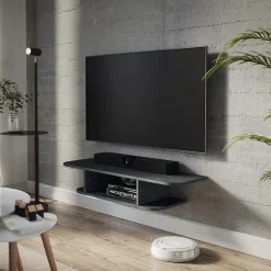 Tv-Schrank Lorio Schwarz Beton 105 x 18.2 cm offene Fächer Vicco