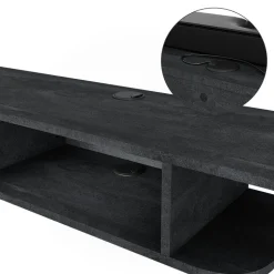 Tv-Schrank Lorio Schwarz Beton 105 x 18.2 cm offene Fächer Vicco