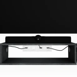 TV-Schrank Nordic Schwarz Beton 139.7 x 20.3 cm mit offenen Regalen Vicco