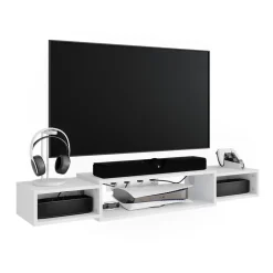 TV-Schrank Nordic Weiß 139.7 x 20.3 cm mit offenen Regalen Vicco