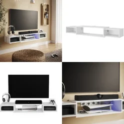 TV-Schrank Nordic Weiß 139.7 x 20.3 cm mit offenen Regalen Vicco