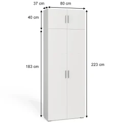 Universalschrank Ingo Weiß 80 x 182.4 cm mit Schrankaufsatz Vicco