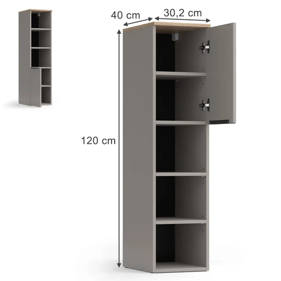 Universalschrank Wido Greige 30.2 x 120 cm mit einer Tür Vicco