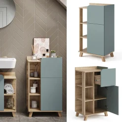 Unterschrank Karen Sonoma/Blau 50 x 90 cm mit Tür und Schublade Vicco