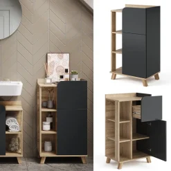 Unterschrank Karen Sonoma/Anthrazit 50 x 90 cm mit Tür und Schublade Vicco
