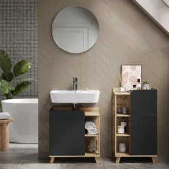 Unterschrank Karen Sonoma/Anthrazit 50 x 90 cm mit Tür und Schublade Vicco