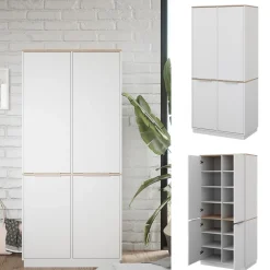Vicco Aktenschrank Betti, Büroschrank, Weiß/Sonoma, 82 x 179 cm mit 6 Regale