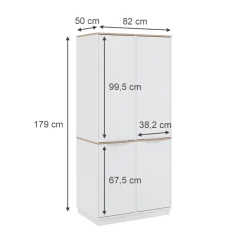 Vicco Aktenschrank Betti, Büroschrank, Weiß/Sonoma, 82 x 179 cm mit 6 Regale
