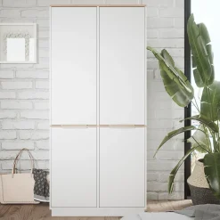 Vicco Aktenschrank Betti, Büroschrank, Weiß/Sonoma, 82 x 179 cm mit 6 Regale