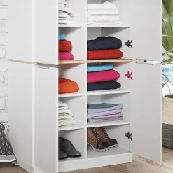 Vicco Aktenschrank Betti, Büroschrank, Weiß/Sonoma, 82 x 179 cm mit 6 Regale