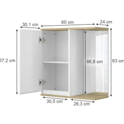 Vicco Bad Spiegelschrank Weiß Livia 60x63x24 cm - Badezimmerschrank mit Spiegel, Nutzt den Raum über der Toilette clever aus